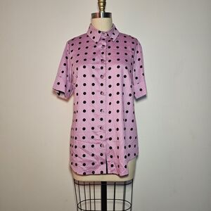 New York & Company Pink Polka Dot Madison Button Down Shirt